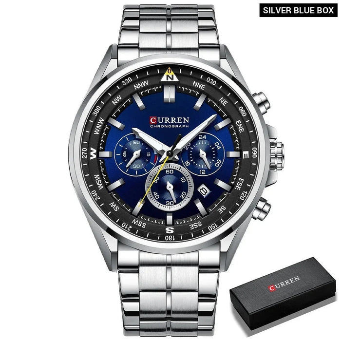 Men Quartz Wristwatches Brand Sporty Chronograph Watches With 316 Stainless Steel Luminous Hands Male Clock Black