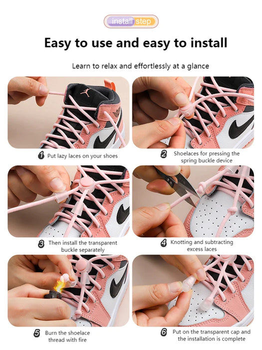 Spring Lock Without Ties Elastic Sneakers Shoe Laces For Kids & Adults Shoes