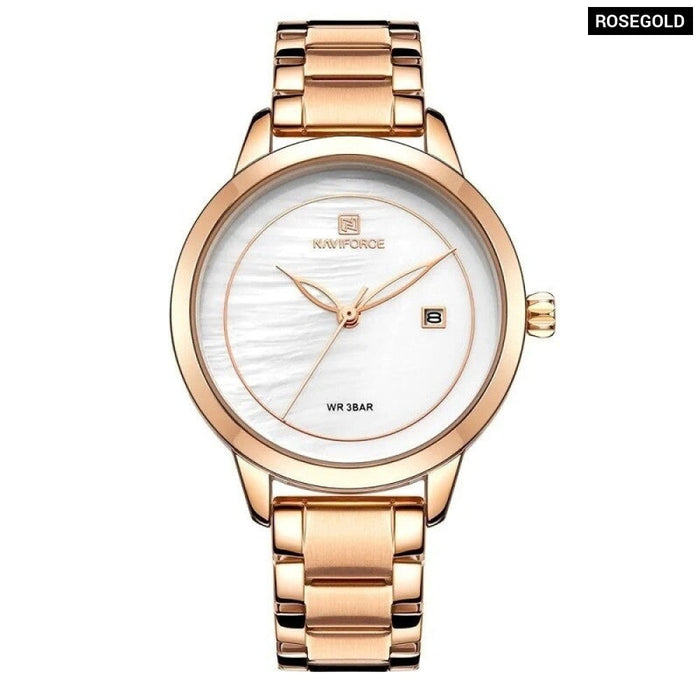 Women's Stainless Steel Band Quartz Wristwatch Rose Gold