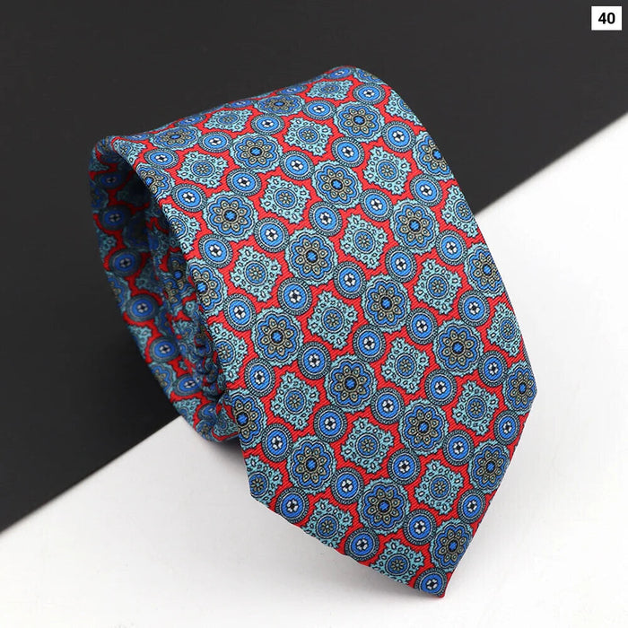 7Cm Silk Paisley Floral Necktie For Business Weddings And Daily Wear