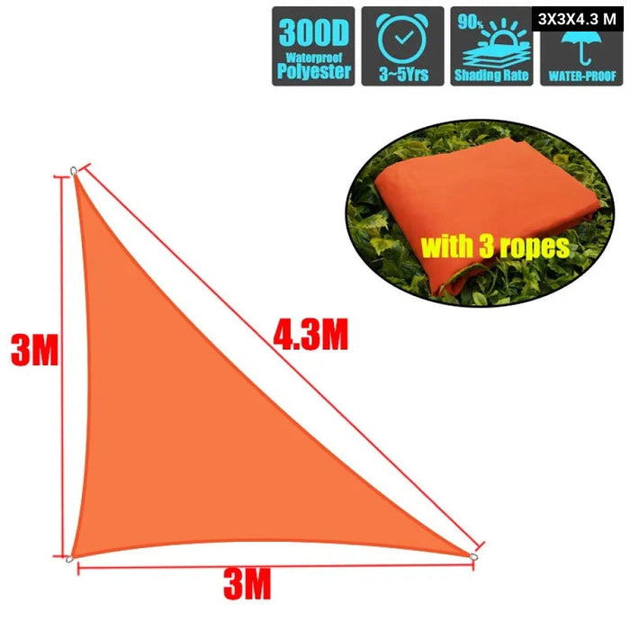 300D Sun Shade Sail Orange Home Outdoor Garden Waterproof Canopy Patio Plant Cover UV Block Awning Decoration Sunshade triangle