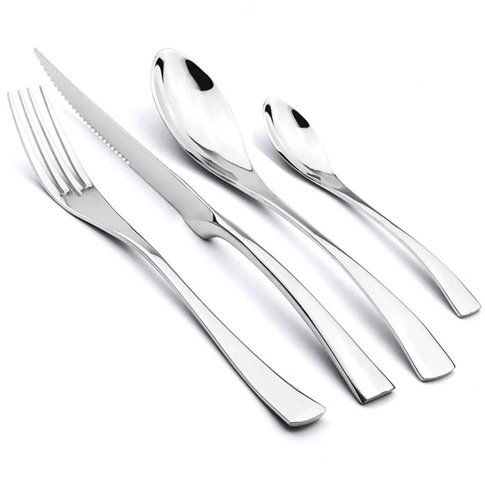 16 Piece Stainless Steel Black Cutlery Set For Kitchen Tableware