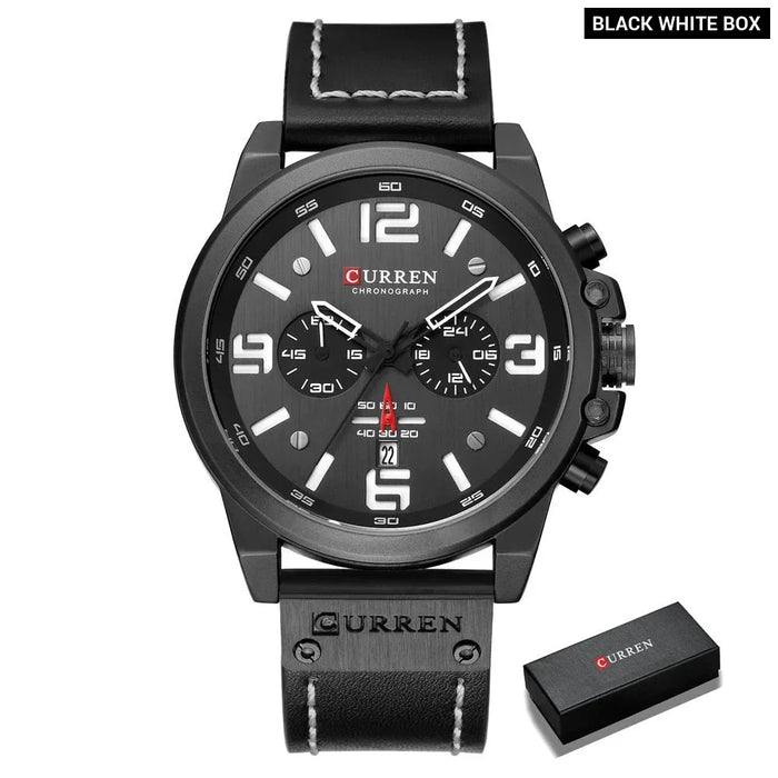 Newest Men Watches Quartz Mens Wristwatches Leather Military Date Male Clock