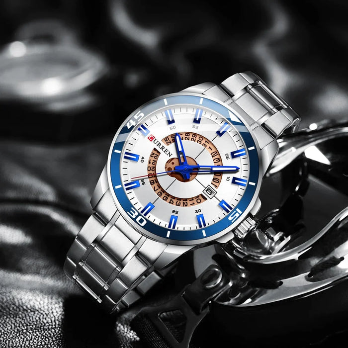 Stainless Steel Quartz Male Wristwatch With Date