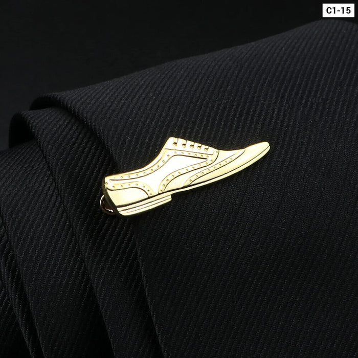 Feather Gun Tie Clip Gold Silver Mens Jewelry