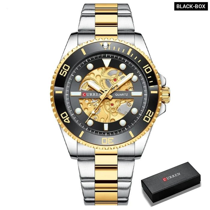 Stainless Steel Mechanical Design Quartz Luminous Wristwatches For Male