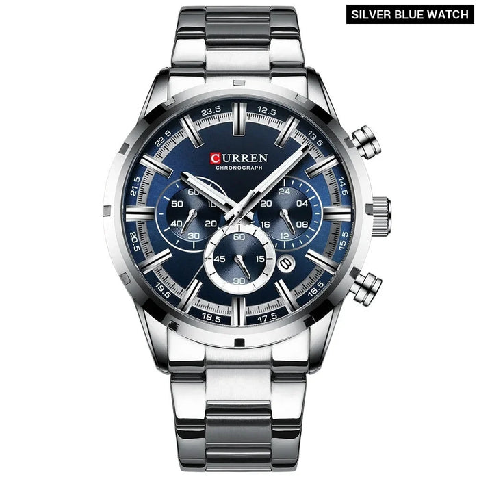 Fashion Watches With Stainless Steel Sports Chronograph Quartz Watch Men