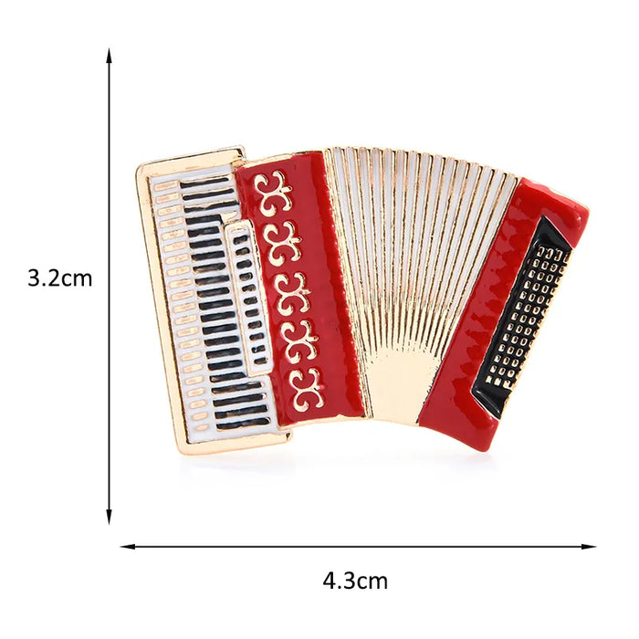 Accordion Music Brooch Pin Enamel Student Jewelry Gift