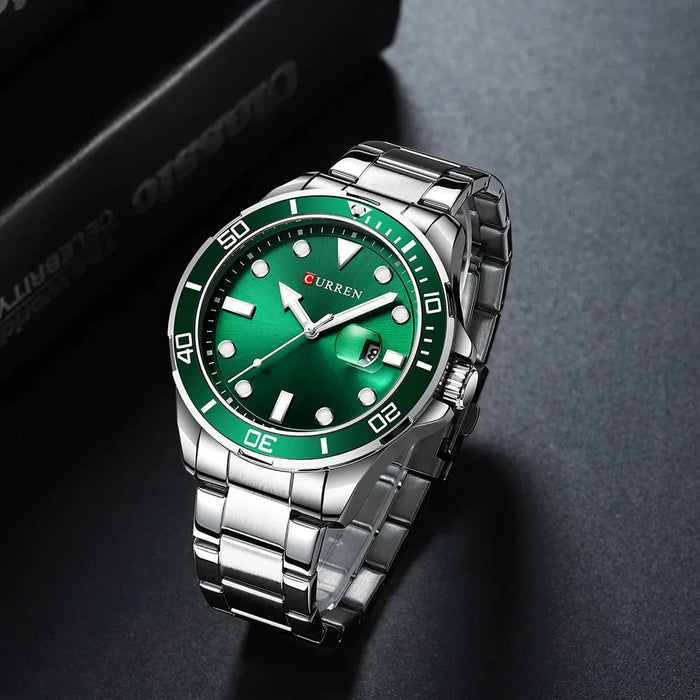 Fashion Business Mens Wristwatches Green Clock Male Quartz