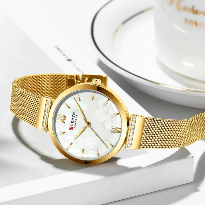 Elegant Simple Quartz Gold Wristwatch For Women