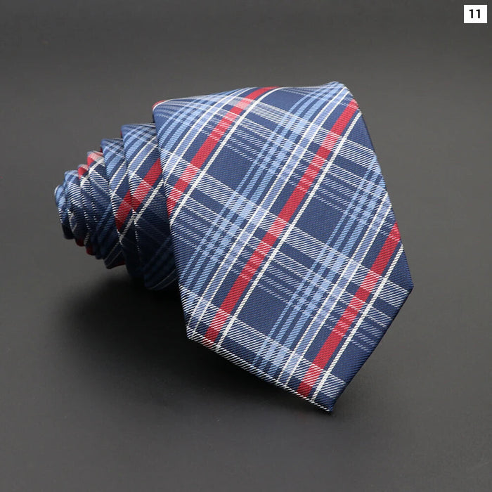 Classic Plaid Neck Tie Jacquard Woven Polyester Wedding