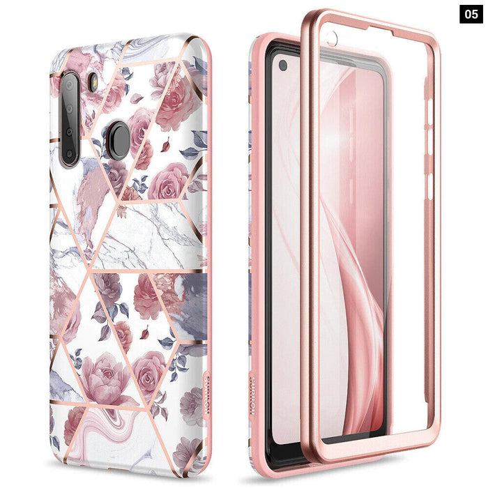 Marble Case For Samsung A21 W/ Screen Protector Rose Bronzing