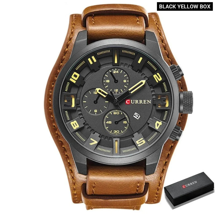 8225 Army Military Quartz Mens Watches Leather Men Watch Casual Sport Male Clock Watch