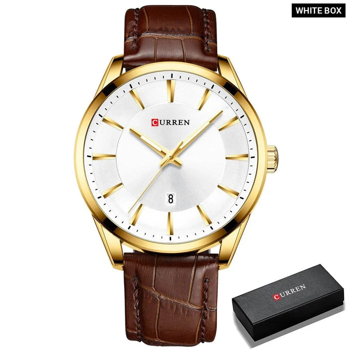 Men Leather Watch Man Brand Quartz Watches Casual Wristwatch Male Clock Blue