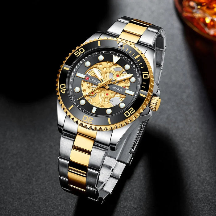 Casual Stainless Steel Band Waterproof Luminous Quartz Wristwatches For Men