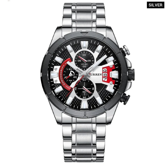 Fashion Wristwatches For Men Casual Luminous Hands Stainless Steel Bracelet Chronograph Quartz Watches