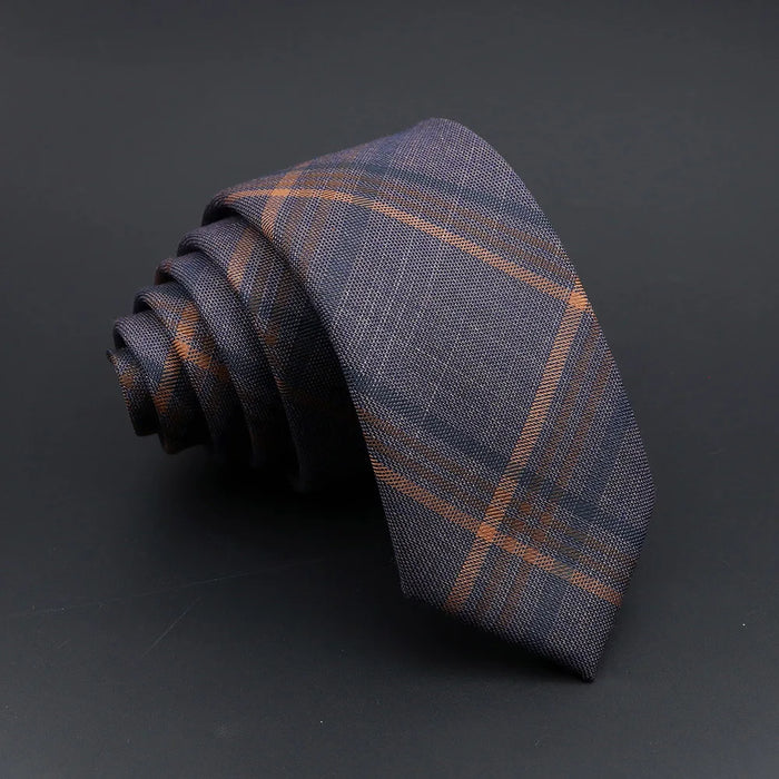 Handmade 6cm Mens Ties Classic Slim Striped Plaid Black