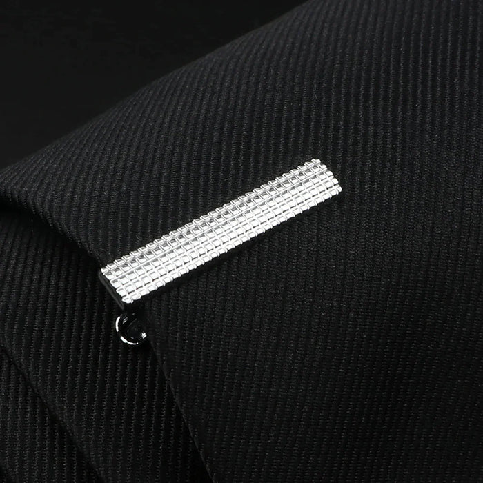 Mens Tie Clips Black And Silver Tone