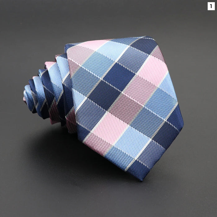 Classic Plaid Neck Tie Jacquard Woven Polyester Wedding