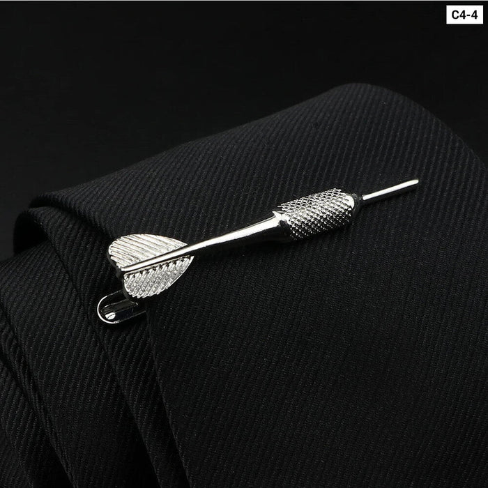 Feather Gun Tie Clip Gold Silver Mens Jewelry