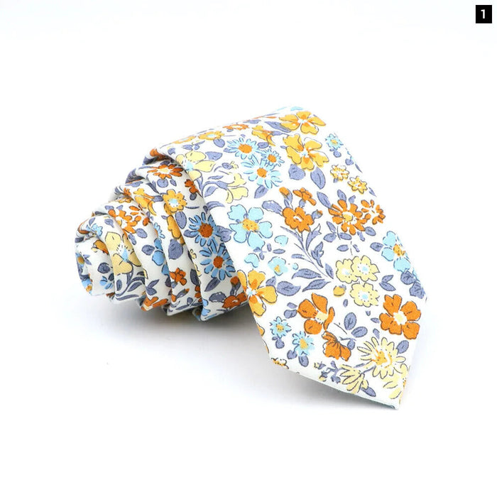 Floral Skinny Tie For Men Weddings And Parties