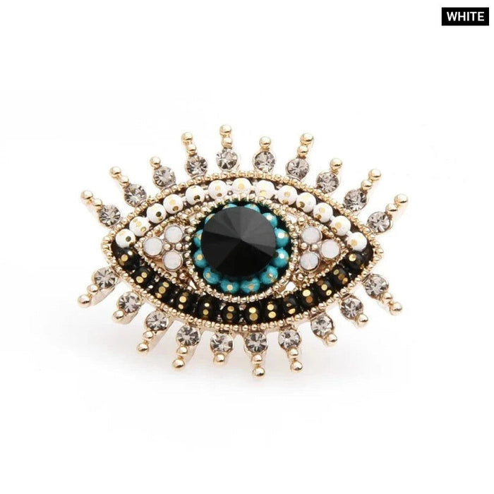 Black Blue Eye Brooch Simulated Pearl Collar Pin