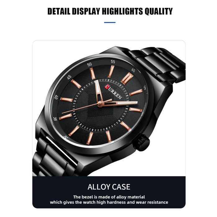 Business Stainless Steel Band Quartz Wristwatch