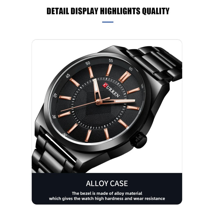 Man Watch Fashion Stainless Steel Quartz Wristwatches Thin Watches For Men Gold Clock