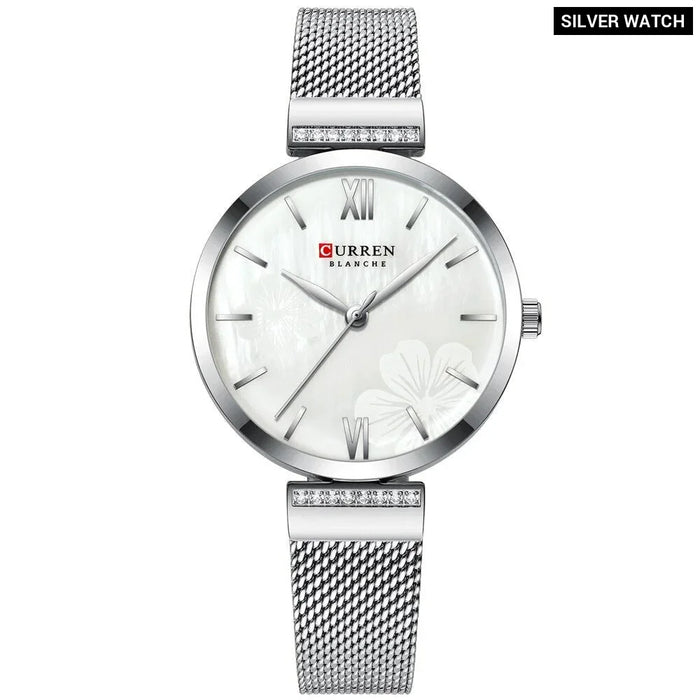 Women'S Dress Watches Ladies Quartz Watch Stainless Steel Mesh Wristwatch Beautiful Clock