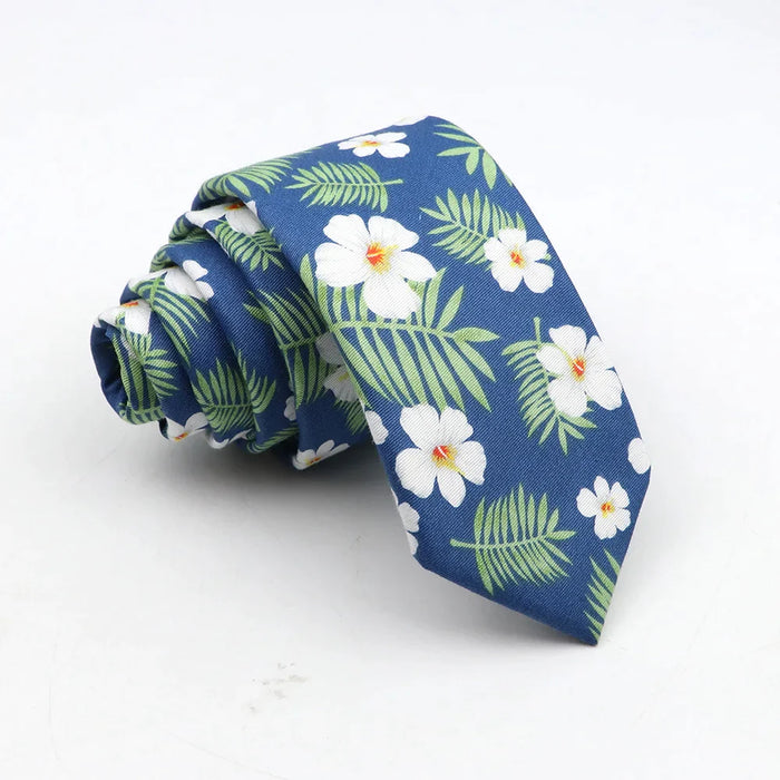 Floral Tie For Men Classic Cotton Necktie Weddings