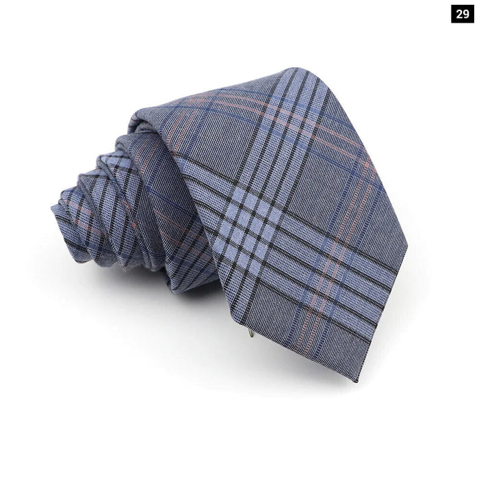 Mens Ties Jacquard Woven Striped Plaid Necktie 7Cm Polyester Wedding Accessory