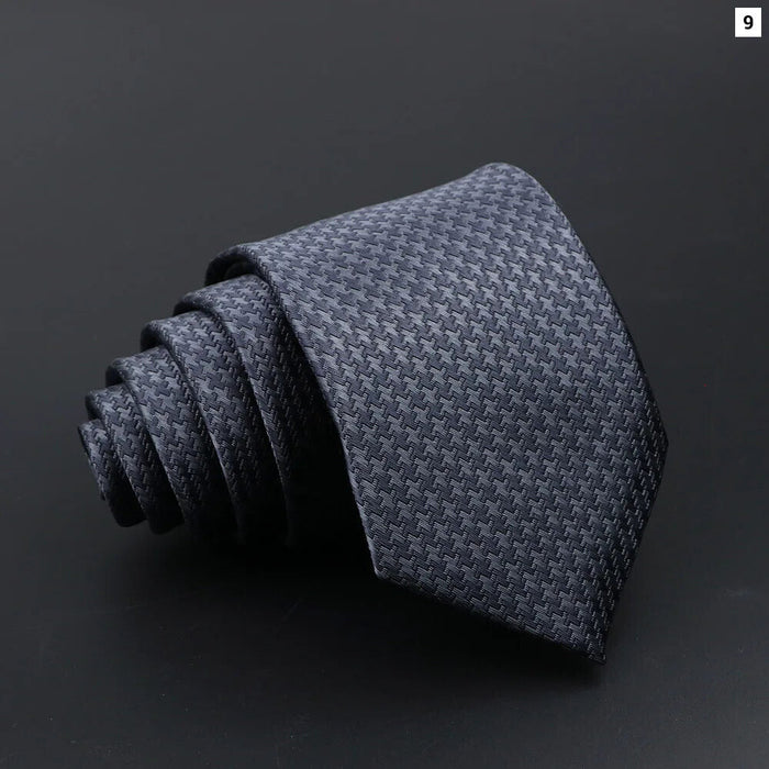 Classic Mens Tie Business Solid Colour Stripe Plaid Dots 7Cm Jacquard Wedding Daily Wear Cravat Gift