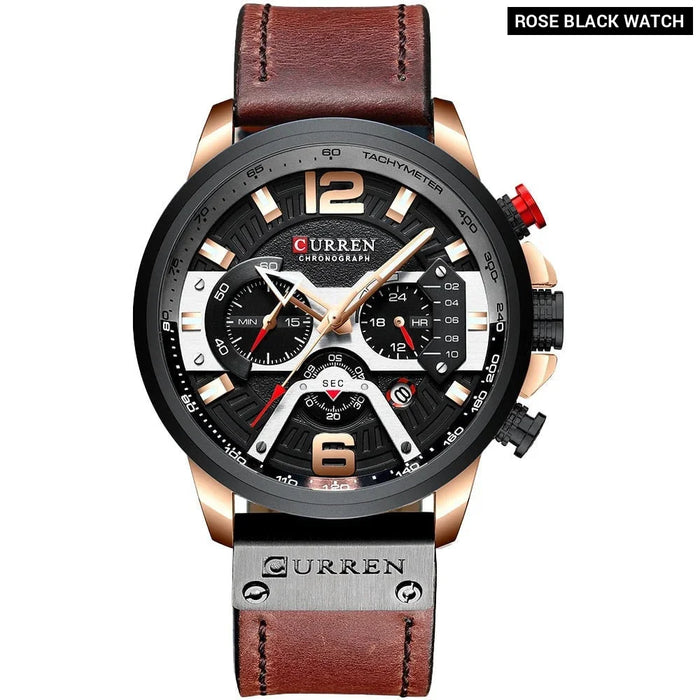 Casual Sport Watches For Men Military Leather Wrist Watch Man Clock Fashion Chronograph Wristwatch