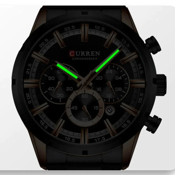 Stainless Steel Military Quartz Chronograph Wristwatch For Male