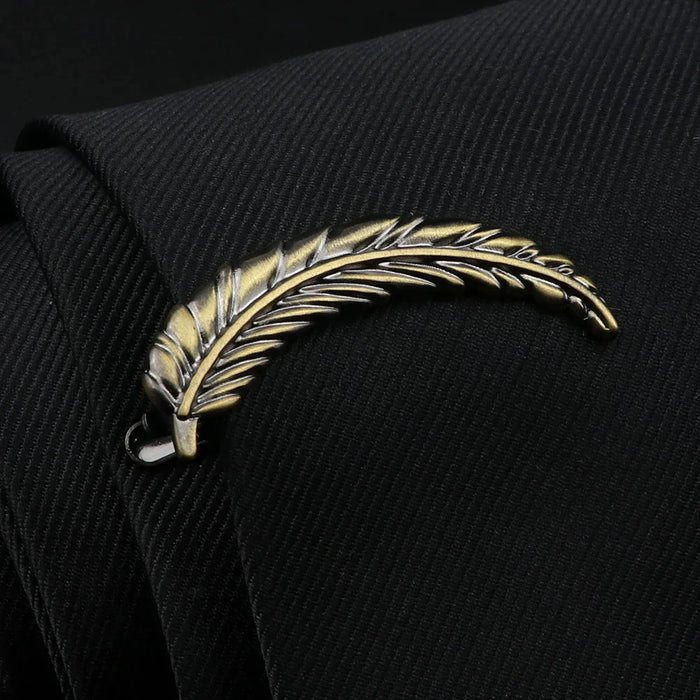 Feather Gun Tie Clip Gold Silver Mens Jewelry