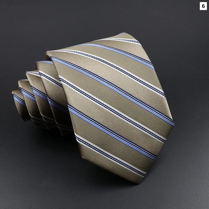 Silk Tie 8.5cm Striped Necktie For Men Grey Pink Blue