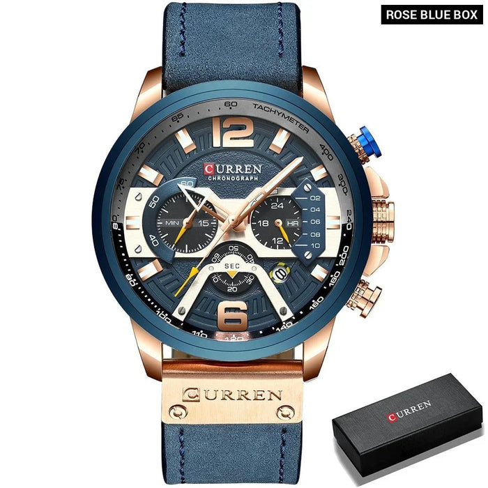 Casual Sport Watches For Men Military Leather Wrist Watch Man Clock Fashion Chronograph Wristwatch