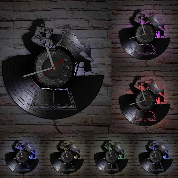 Reading Lady Vinyl Record Clock