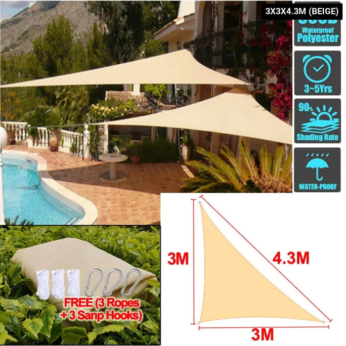 300D Waterproof Sun Shelter Triangle Sun Shade Protection Outdoor Garden Patio Pool Shade Sunscreen Sail Awning