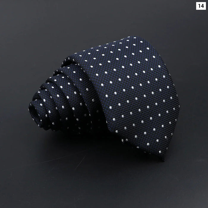 Classic Mens Tie Business Solid Colour Stripe Plaid Dots 7Cm Jacquard Wedding Daily Wear Cravat Gift