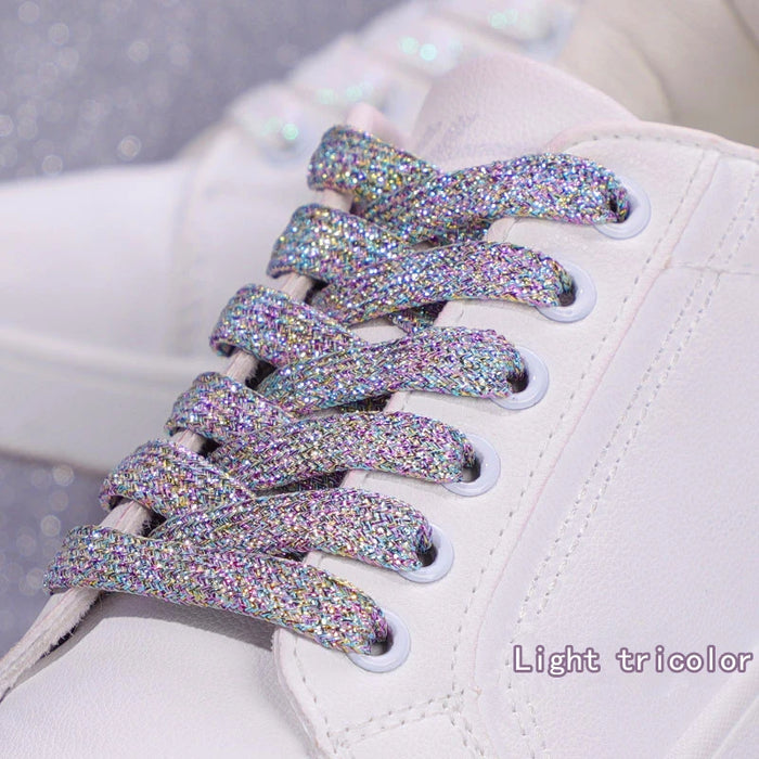 1Pair Glitter Colorful Flat Athletic Running Boots 1Cm Width Shoe Laces