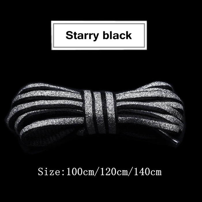 1Pair Semicircle Reflective Luminous Laser Sequin Shoe Laces 100/120/140Cm Length