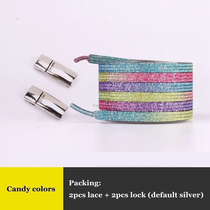 Rainbow Magnetic Lock Elastic No Tie Sneakers Shoe Laces For Kids & Adults Shoes