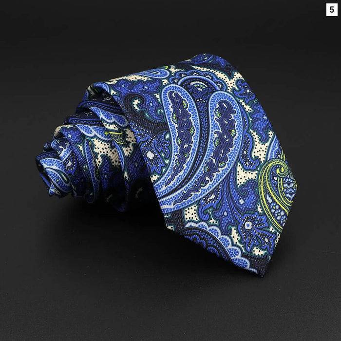 7Cm Silk Paisley Floral Necktie For Business Weddings And Daily Wear