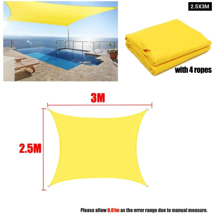 300D Yellow Waterproof Shade Sail Square Rectangle Sunshade Garden Terrace Canopy Swimming Sun Shade