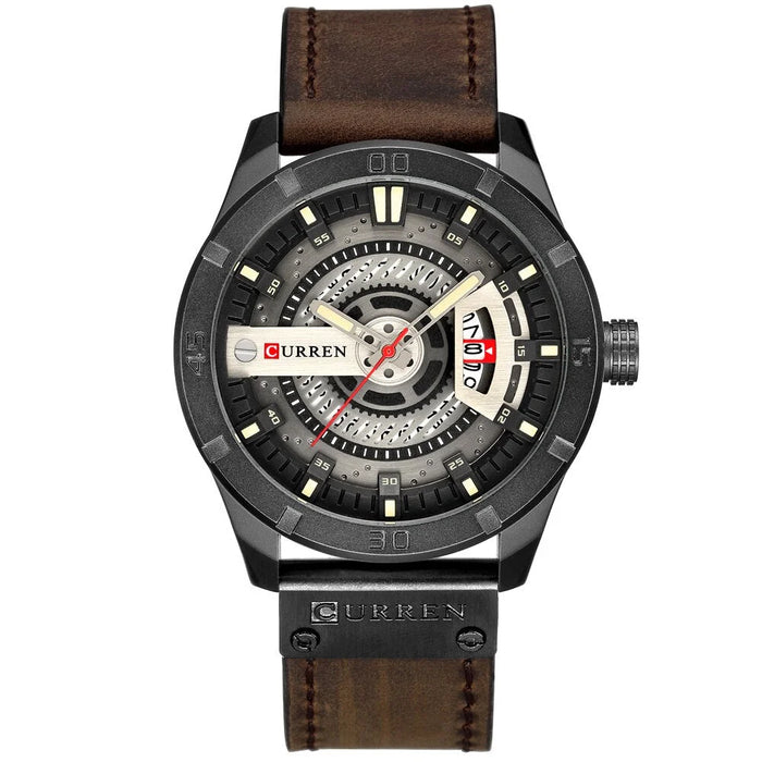 Men Military Sports Watches Men'S Quartz Date Clock Man Casual Leather Wristwatches