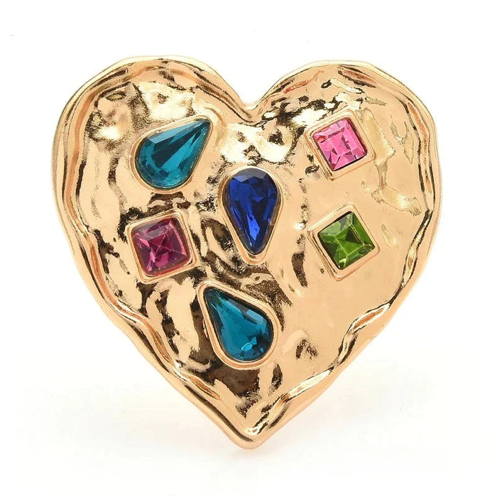 Heart Broochs Rhinestone Red Heart Badge Pin