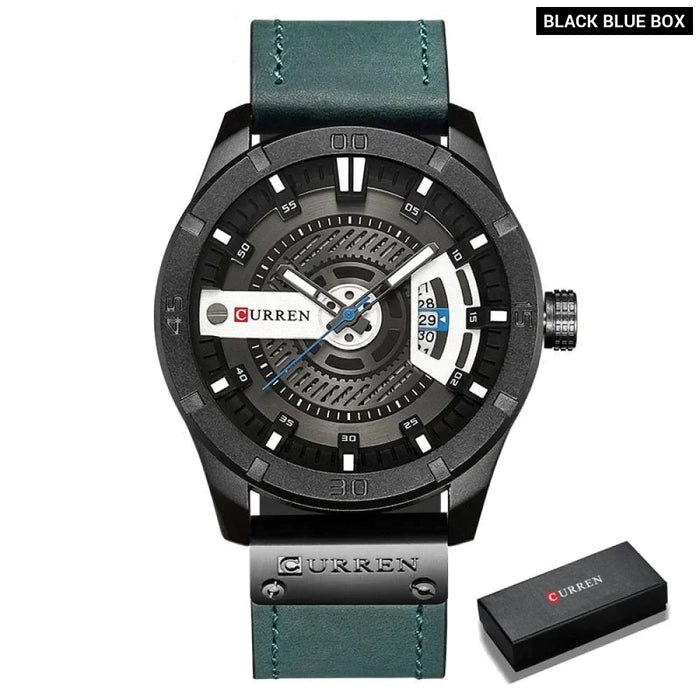 Men Military Sports Watches Men'S Quartz Date Clock Man Casual Leather Wristwatches