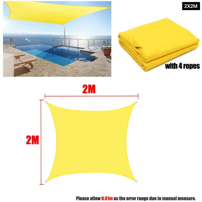 300D Yellow Waterproof Shade Sail Square Rectangle Sunshade Garden Terrace Canopy Swimming Sun Shade