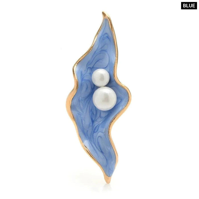 Pearl Shell Flower Brooch Enamel Office Party Pin